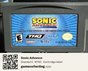 Sonic Advance Game Boy Advance, NTSC cartridge label
