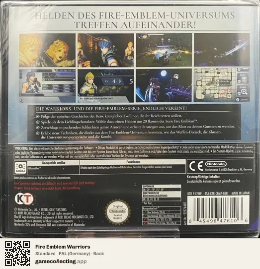 Fire Emblem Warriors Nintendo 3DS, Germany box back