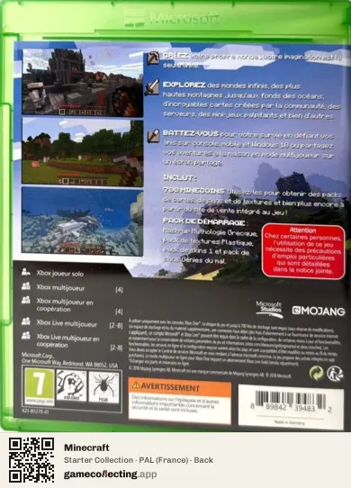 Minecraft Xbox One, France box back