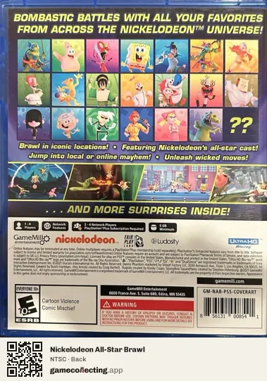 Nickelodeon All-Star Brawl PlayStation 5, NTSC box back