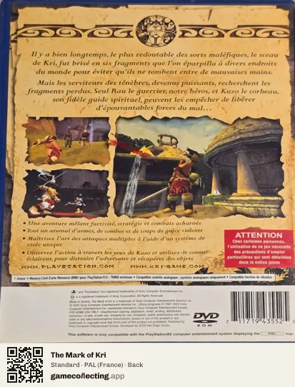 The Mark of Kri PlayStation 2, France box back