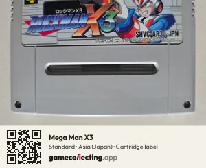 Mega Man X3 Super Nintendo Entertainment System, Asia cartridge label