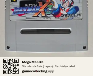 Mega Man X3 Super Nintendo Entertainment System, Asia cartridge label
