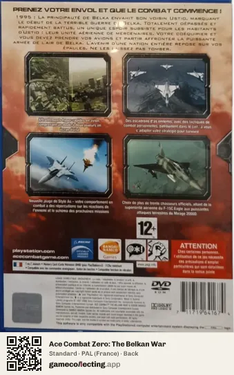 Ace Combat Zero: The Belkan War PlayStation 2, France box back