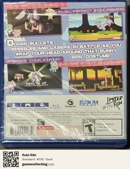 Rabi-Ribi PlayStation 4, NTSC box back
