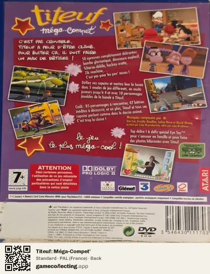 Titeuf: Méga-Compet' PlayStation 2, France box back