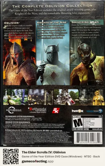 The Elder Scrolls IV: Oblivion Computer, NTSC box back