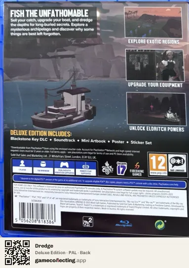 Dredge PlayStation 4, PAL box back