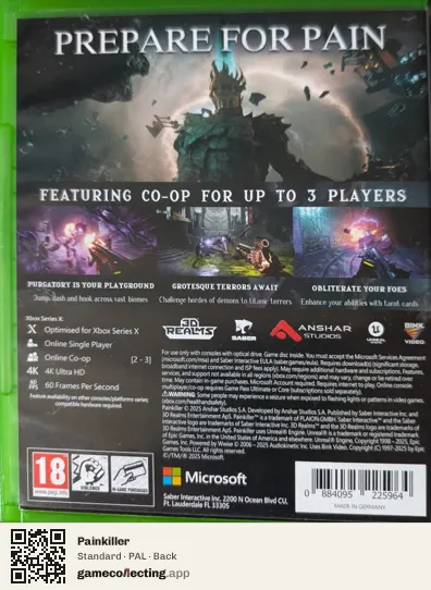 Painkiller Xbox Series X, PAL box back