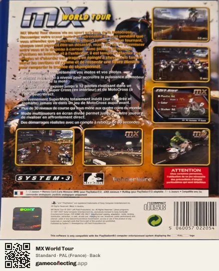 MX World Tour PlayStation 2, France box back