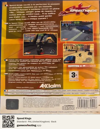 Speed Kings PlayStation 2, United Kingdom box back