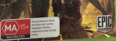 Gears of War 3, the Australian classification mark on its front