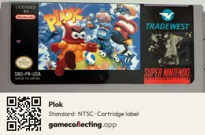 Plok Super Nintendo Entertainment System, NTSC cartridge label