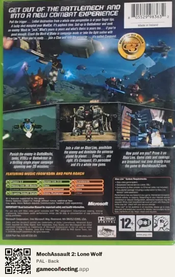 MechAssault 2: Lone Wolf Xbox, PAL box back