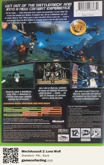 MechAssault 2: Lone Wolf Xbox, PAL box back
