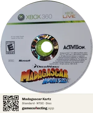 Madagascar Kartz Xbox 360, NTSC disc