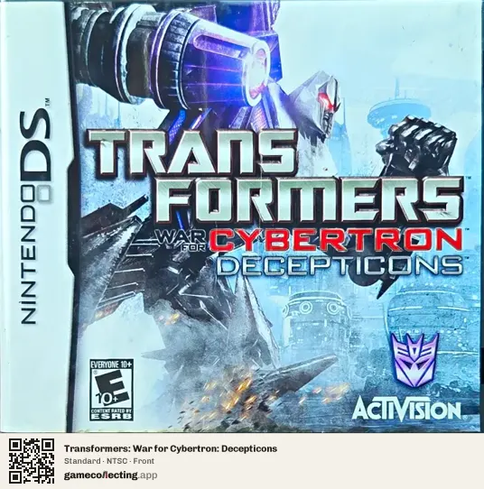 Transformers: War for Cybertron: Decepticons Nintendo DS, NTSC box front