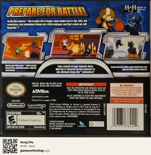 Kung Zhu Nintendo DS, NTSC box back