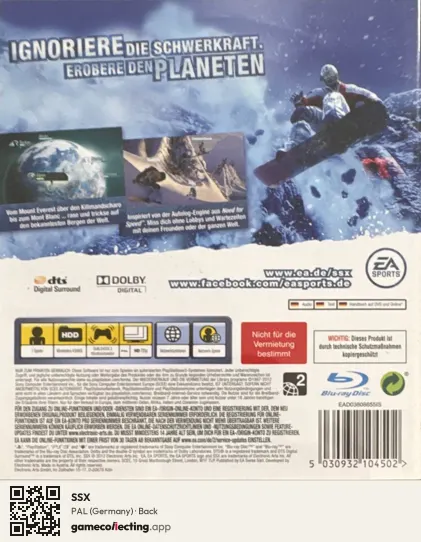 SSX PlayStation 3, Germany box back