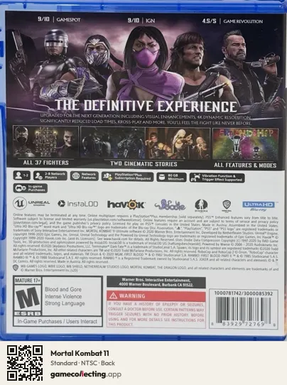 Mortal Kombat 11 PlayStation 5, NTSC box back