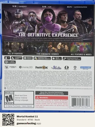 Mortal Kombat 11 PlayStation 5, NTSC box back