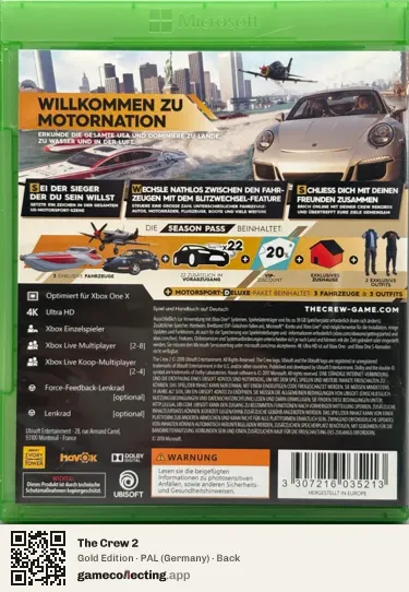 The Crew 2 Xbox One, Germany box back