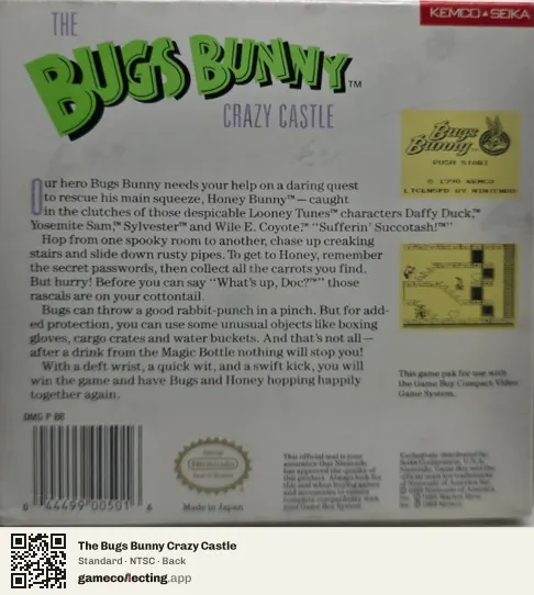 The Bugs Bunny Crazy Castle Game Boy, NTSC box back