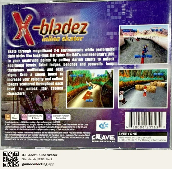 X-Bladez: Inline Skater PlayStation, NTSC box back