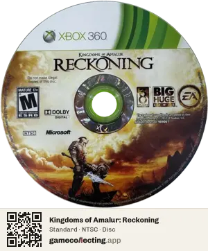 Kingdoms of Amalur: Reckoning Xbox 360, NTSC disc