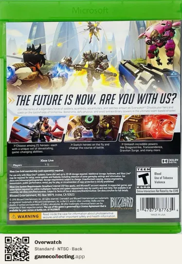 Overwatch Xbox One, NTSC box back