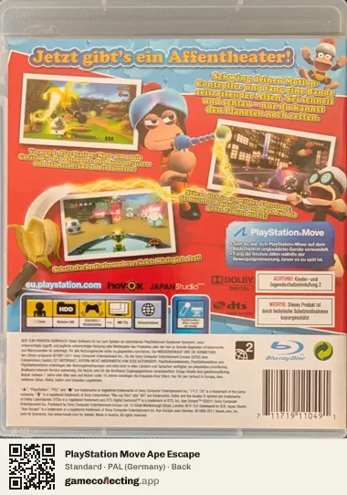 PlayStation Move Ape Escape PlayStation 3, Germany box back