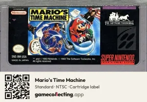 Mario's Time Machine Super Nintendo Entertainment System, NTSC cartridge label
