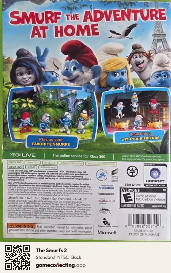The Smurfs 2 Xbox 360, NTSC box back