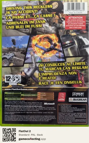 FlatOut 2 Xbox, PAL box back