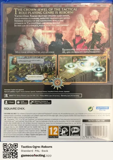 Tactics Ogre: Reborn PlayStation 5, PAL box back