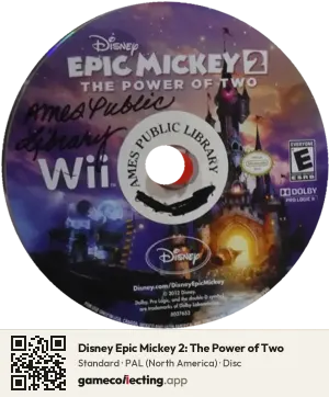Disney Epic Mickey 2: The Power of Two Nintendo Wii, PAL disc