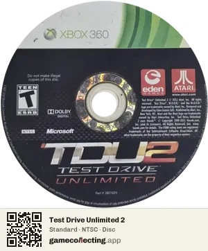 Test Drive Unlimited 2 Xbox 360, NTSC disc