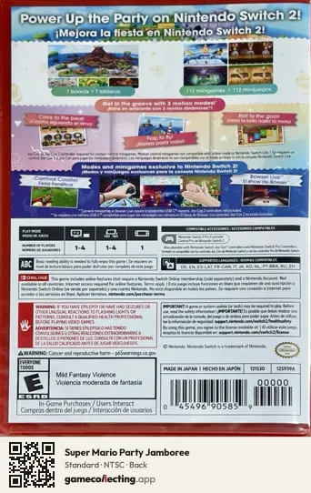 Super Mario Party Jamboree Nintendo Switch 2, NTSC box back