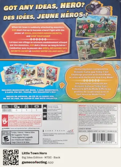 Little Town Hero Nintendo Switch, NTSC box back
