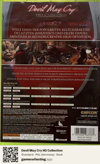 Devil May Cry HD Collection Xbox 360, Germany box back