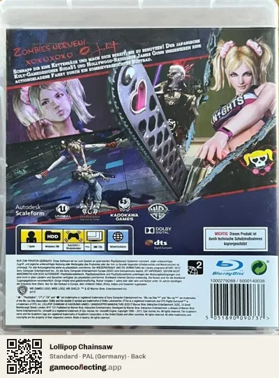 Lollipop Chainsaw PlayStation 3, Germany box back