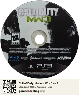 Call of Duty: Modern Warfare 3 PlayStation 3, NTSC disc