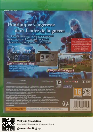 Valkyria Revolution Xbox One, France box back
