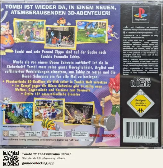 Tomba! 2: The Evil Swine Return PlayStation, Germany box back