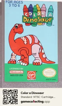 Color a Dinosaur Nintendo Entertainment System, NTSC cartridge label