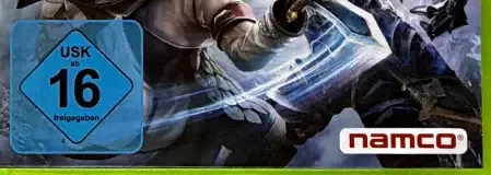 SoulCalibur V, the USK square on its front