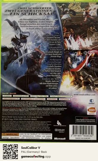 SoulCalibur V Xbox 360, Germany box back