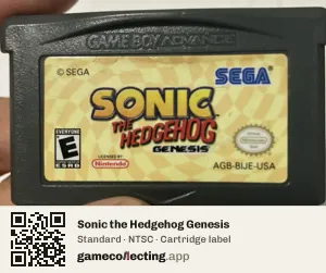 Sonic the Hedgehog Genesis Game Boy Advance, NTSC cartridge label