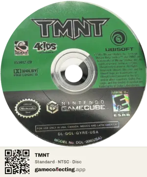TMNT Nintendo GameCube, NTSC disc