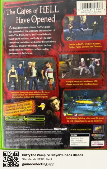 Buffy the Vampire Slayer: Chaos Bleeds Xbox, NTSC box back